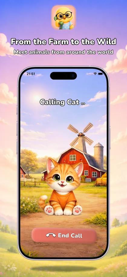 Friendly orange cat answering an animal call on a farm